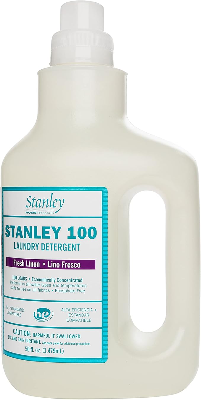 Stanley Home Products 100 Laundry Detergent - Fresh Linen Scent, Skin & Color Safe Fabric Cleaner For Washing Infant/Baby Clothes, Sheets & Delicate Cloth