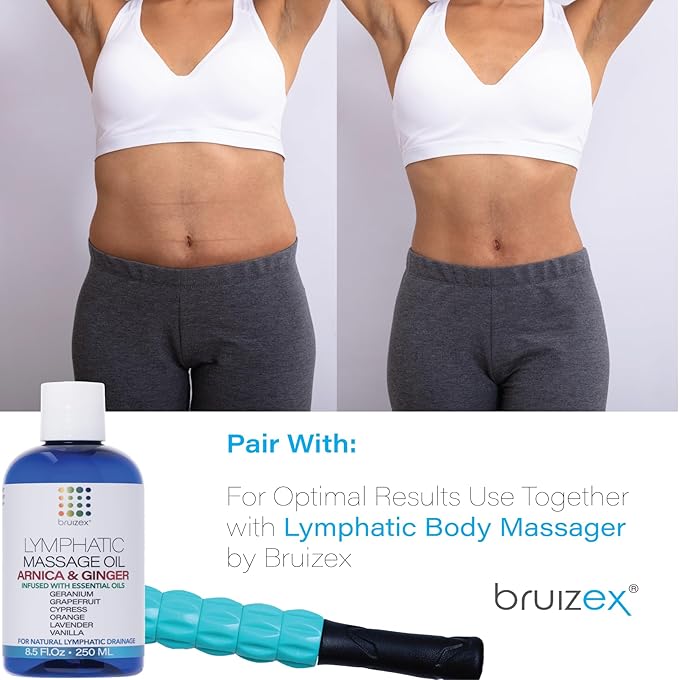 Lymphatic Drainage Massage Ginger Oil with Arnica & Organic Coconut Oil 8.5 Oz