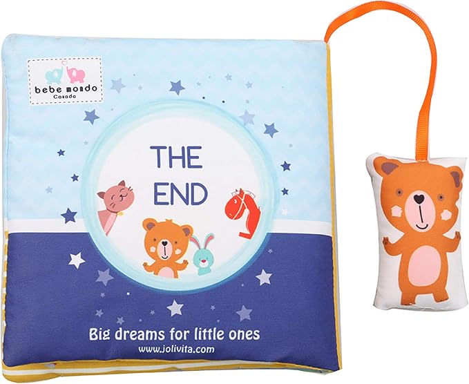 Teddy Bear Baby Book Activity Quiet Cloth Soft Books Developmental Toys Interactive Baby Books for Babies Toddlers Infants, Tummy Time Mirror Toy Gifts for Boys Girl, Goodnight W Box