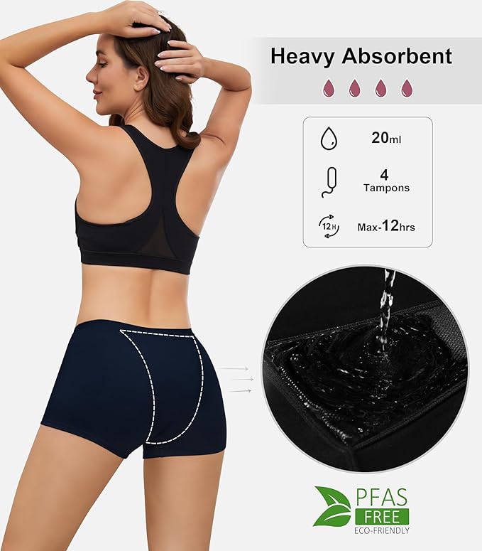 Period Boyshorts Heavy Flow Period Shorts for Women Leakproof Menstrual Panties Period Underwear for Women