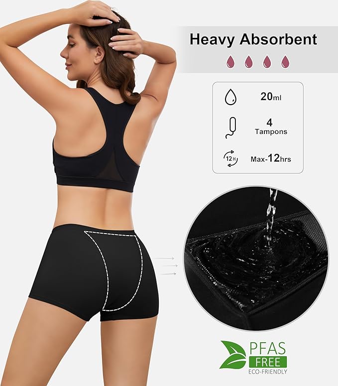 Period Boyshorts Heavy Flow Period Shorts for Women Leakproof Menstrual Panties Period Underwear for Women