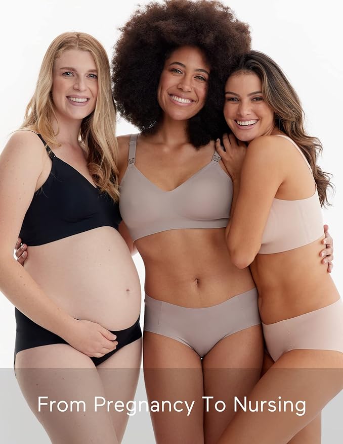 Momcozy Nursing Bras for Breastfeeding, YN21 Seamless Ultra Comfort Maternity Bra, Natural Shape, Pregnancy Sleep Bralette