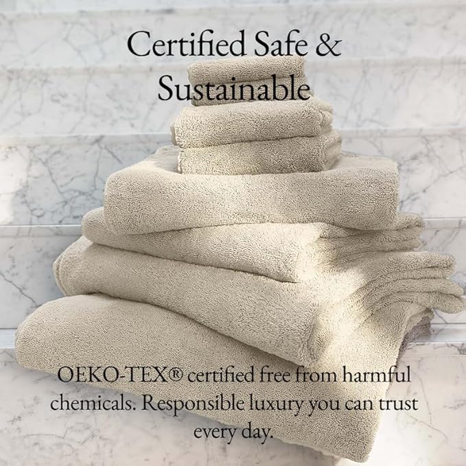 Italic Serene Ultraplush Cotton Bath Towels, 4-Pack (2 Sets of 2), Sand, Large, 800GSM, 100% Cotton, Heavy Duty, Resort Grade Towels (Sand)