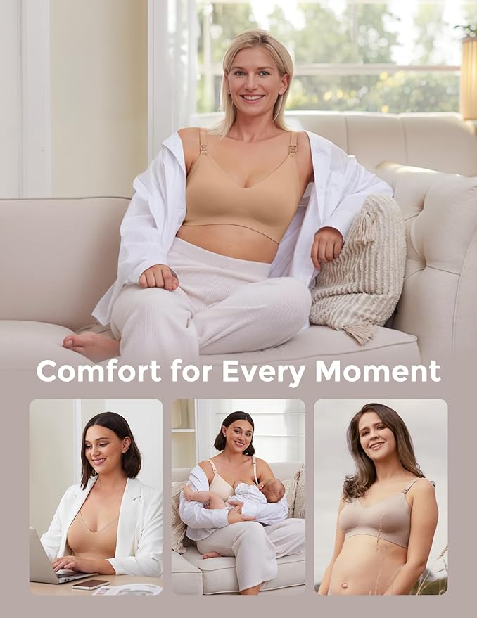 Momcozy Nursing Bras for Breastfeeding, YN21 Seamless Ultra Comfort Maternity Bra, Natural Shape, Pregnancy Sleep Bralette