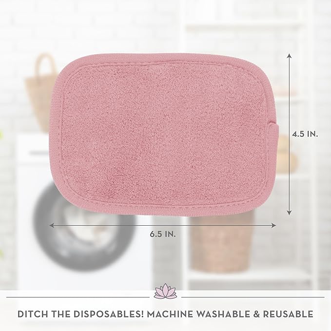 S&T INC. Makeup Remover Wipes for Skin Care, Reusable Makeup Wipes with Laundry Bag, Travel Essentials, Assorted Colors, 4.5 Inch by 6.5 Inch, 7 Pack