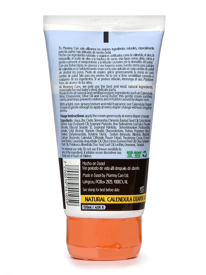Mommy Care Natural Baby Calendula Diaper Rash Cream - Gentle & Soothing Barrier Paste, Prevents & Relieves Rash 120 ml / 4.06 fl oz
