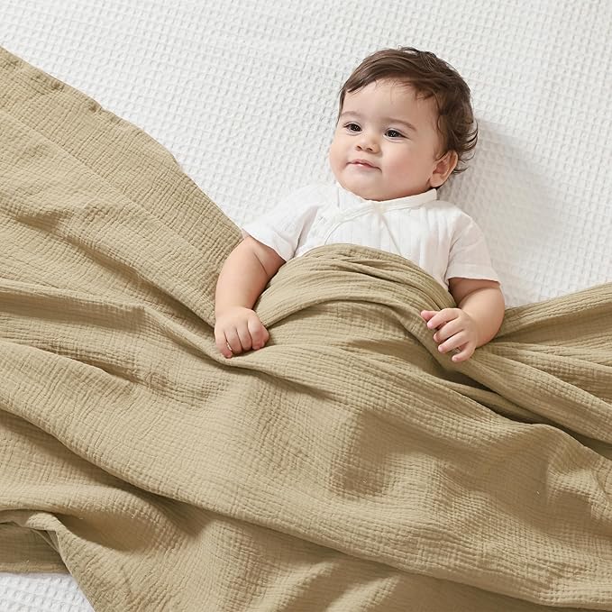 JELLYMONI Muslin Swaddle Blankets for Unisex, 2 Pack Newborn Receiving Blanket, Large 47 x 47 inches Soft Breathable Muslin Baby Blanket for Newborn Boys & Girl