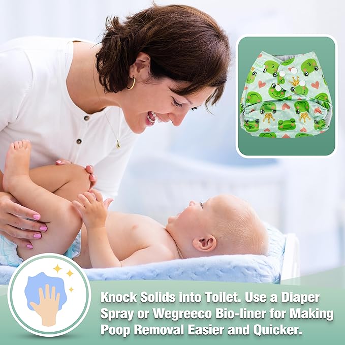 Wegreeco Cloth Diapers 6 Pack with Inserts, Washable Reusable Diapers for Babies, One Size Adjustable (Animals)