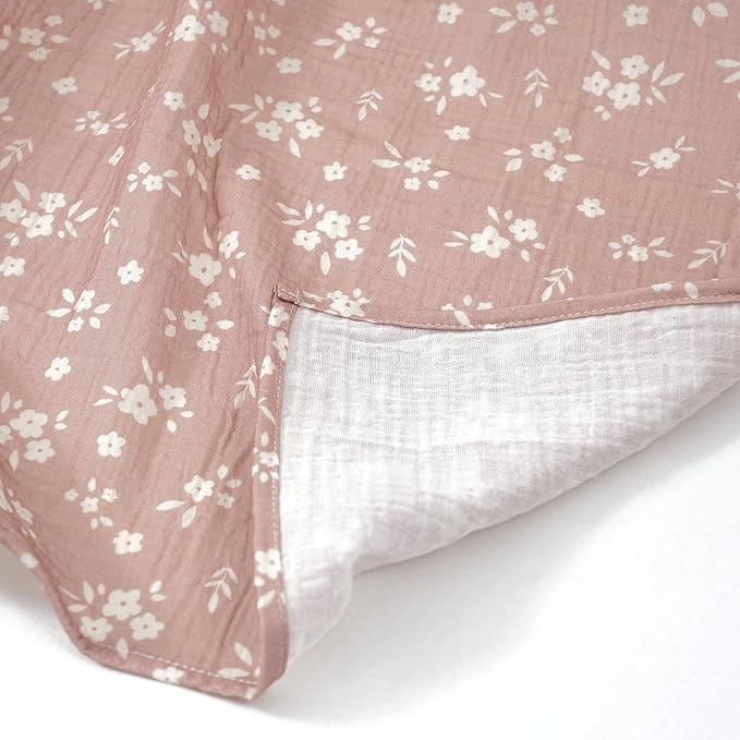 Happy Flute 4Set Muslin Swaddle Blankets–Ultra Soft Baby Blanket for Newborns,Receiving Blankets for Baby Girls & Boys–Baby Essentials 0-3 Years,40x40inches (Flower)