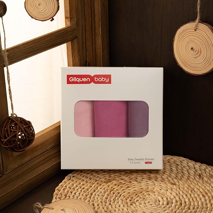 GLLQUEN BABY Girl Swaddles 0-3 Months - 3 Pack Baby Swaddles Sack for Newborn, Infant Sleep Sack, Easy Swaddling Wrap, Soft Color Gradient, Nursery Swaddle Blankets Essentials