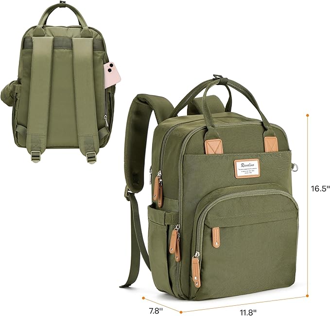 RUVALINO Diaper Bag Backpack - Multifunction Travel Back Pack Maternity Baby Changing Bags, Diaper Changing Totes, Large Capacity, Waterproof and Stylish, Baby Travel Essential, Army Green