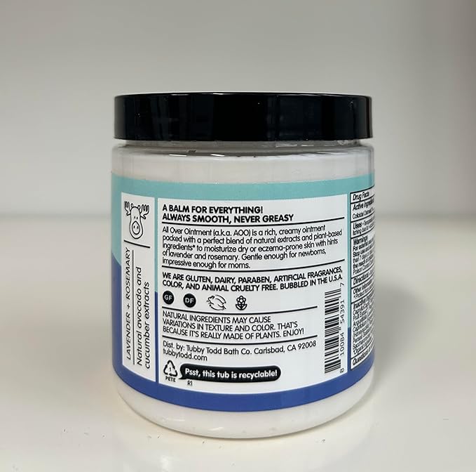 TUBBY TODD All Over Ointment - Baby Eczema Cream - Everyday Multi-Purpose Baby Skin Relief Cream - Sensitive Skin, Dry Skin, Rash, & Irritation - Steroid & Gluten Free - Lavender Rosemary, 2 Pack, 8oz