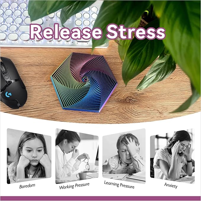 Fractal Fidget Hexagon-3D Printed Hexagon Fidget Toy, Infinity Cube Sensory Toys for Adults, Desk Spinning Toy, Hexagon Spiral Visual Fingertip Toys for Stress Anxiety (5.75in)