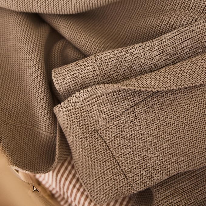 Knitted Organic Cotton Baby Blanket- Swaddle Blanket, 30" x 40" Soft Receiving Blanket for Newborn