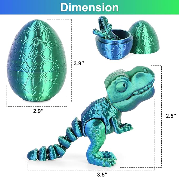 3D Printed Dragon Kids Dinosaur Toys 3D Printed Fidget Toys, Articulated Dragon Egg, 3D Dragon, Home Office Decor Executive Desk Toy 3D Printed Dragon Eggs with Dragon Inside (Blue - Green)
