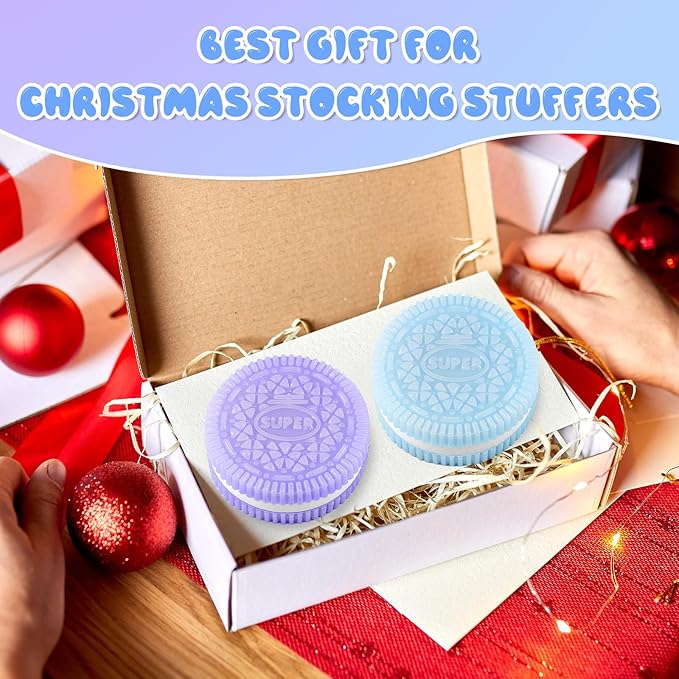 Sticky Cookie Squishies Fidget Toys Adults, Squeeze Toys Sensory Toys for Kids with Autism, Stress Balls for Adults Fidgets Birthday Gifts Party Favors for Kids(2 Pack Green Purple)