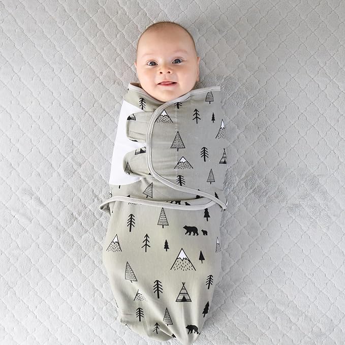 Mama Cheetah Organic Baby Swaddle Blankets 3 Pack, Easy to Use Adjustable Swaddling Swaddles for 0-3 Months Boy Girl Newborn Essentials, Grey