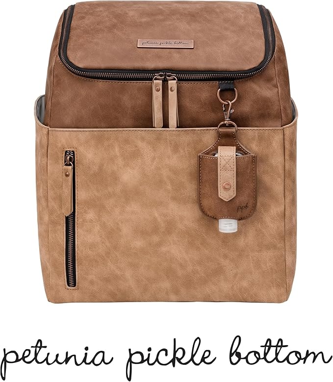 Petunia Pickle Bottom Tempo Backpack, Designed for Busy Families, Attaches to Stroller or Suitcase, Spacious Main Compartment, Brioche
