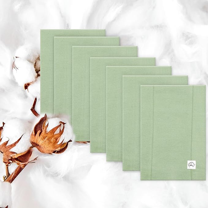 Baby Burp Cloths for Boys and Girls - 7 Pack Large 100% Organic Cotton - Double Layered Extra Absorbent Burp Rags, Green