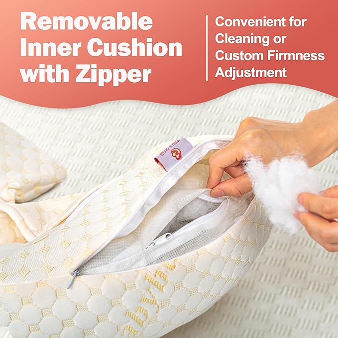 Mama's Dream: Pregnancy Pillows for Sleeping with Adjustable Filling & Cooling Cover – Small Pregnancy Pillow & Pregnancy Wedge for Belly Support – Maternity Essentials & Top Maternity Gift