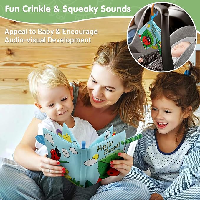 Soft Baby Books High Contrast Toy, Touch and Feel Crinkle Cloth Book Infant Toy with Non-Toxic Fabrics, Baby Shower, Thank You Gifts for Newborn Boys and Girls 0-6-12 Months