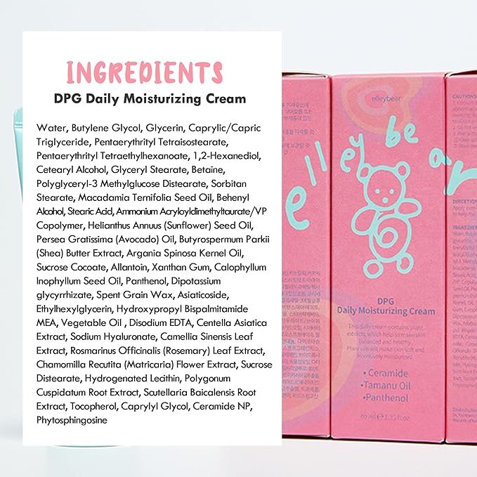 elleybear Daily Baby Moisturizing Cream | Korean Baby Face Cream for Sensitive Skin | Hypoallergenic & Vegan Formula with Tamanu oil | Hydrating Moisturizer for Dry Skin (1.35 fl oz)