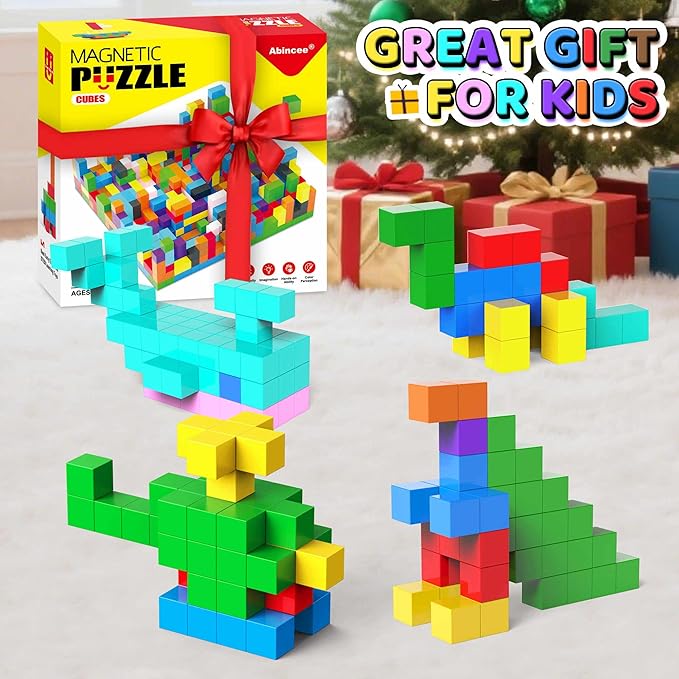 100PCS Magnetic Blocks Set, STEM Montessori Magnetic Building Toys for Toddlers – Sensory Learning Toys, Birthday for Kids Aged 3-8 (100pcs)