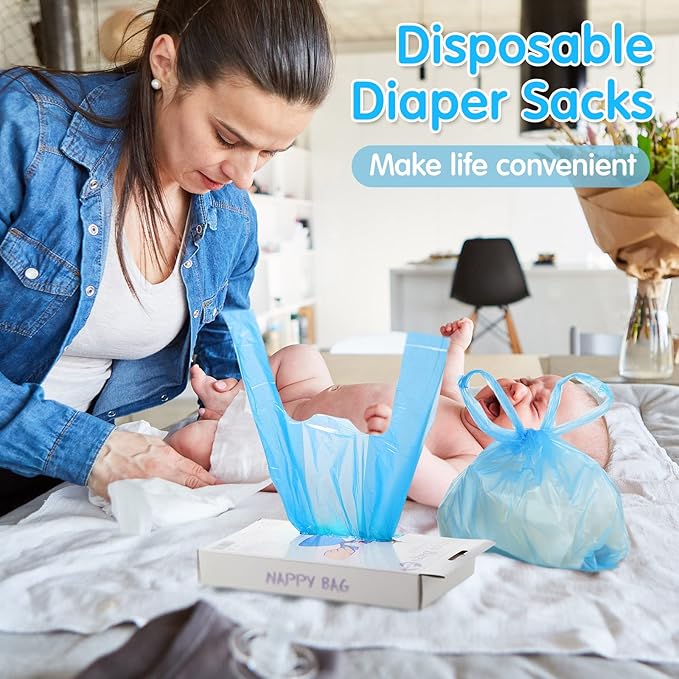 1600 Count Baby Disposable Diaper Bags Scented Diaper Sacks with Tie Handle Disposal Trash Sacks Baby Poop Waste Bag Refill(Blue)