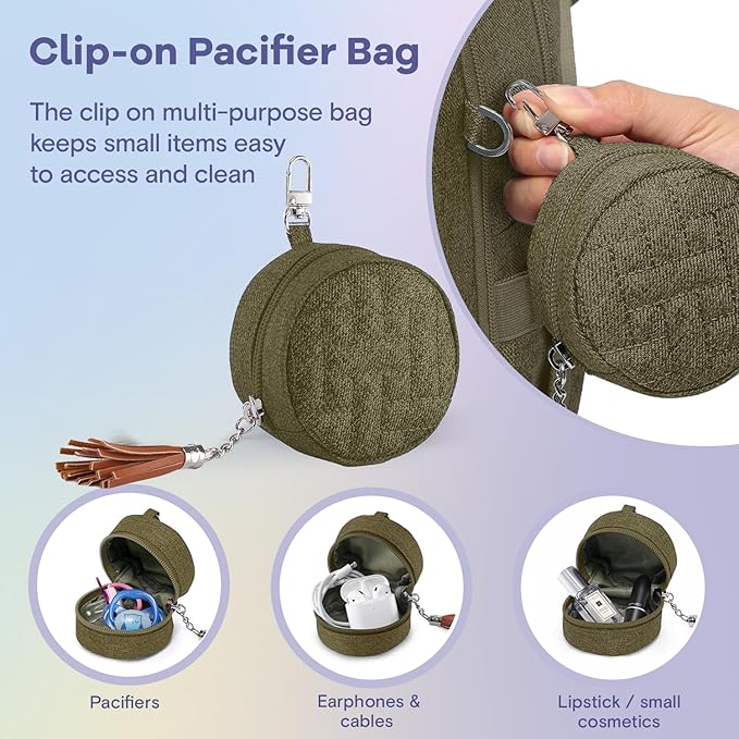 RUVALINO Diaper Bag Backpack, Multifunction Travel Pack Maternity Baby Changing Bags, Large Capacity, Waterproof, Olive Green