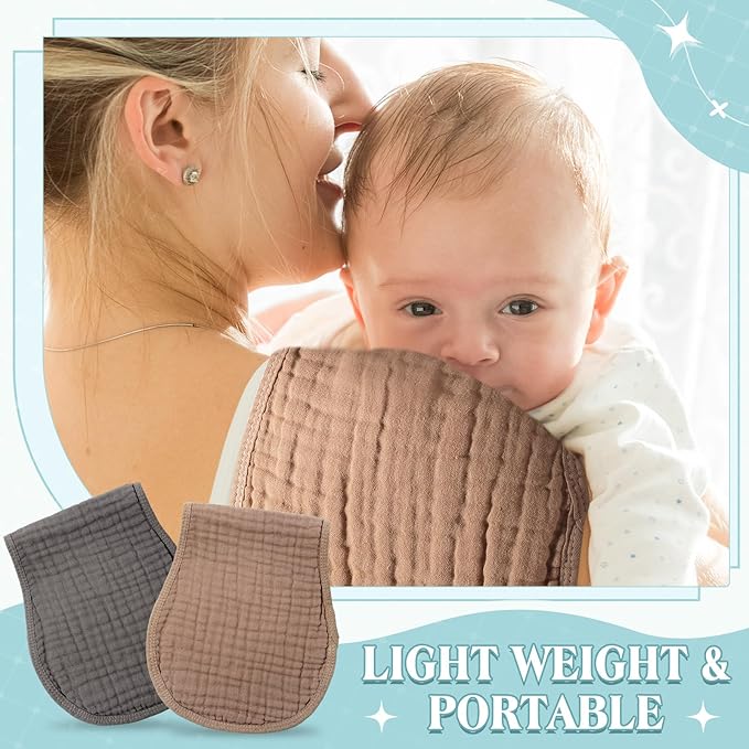 Frienda 8 Pieces Muslin Burp Cloths for Baby Cotton Burp Cloth 10 x 20 Inches Multi Colors Muslin Washcloths Diapers 4 Absorbent Layers Newborn Face Towels for Baby Boy Girl Unisex (Dark Color)