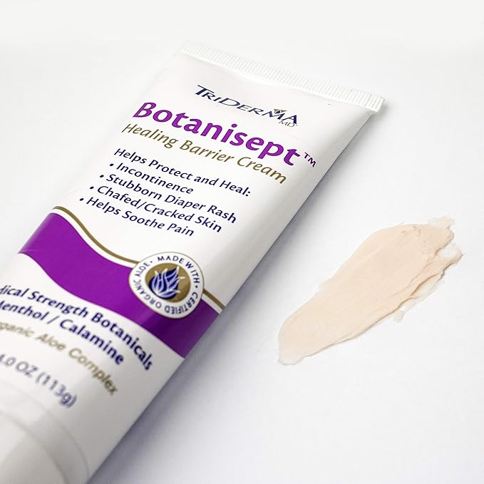 TriDerma Botanisept™ Barrier Cream - AP4 Aloe Vera Gel, Zinc, Calamine for Incontinence, Diaper Rash, Postpartum Essentials, Chafing Cream - FSA Eligible - Skin Relief & Moisture Barrier - 4oz 2 Pack