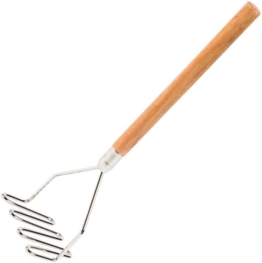 Soro Essentials- 18” Square Potato Masher Chrome Plated with Wooden Handle- Wire Potato Masher Kitchen Tool & Food Masher Perfect for Vegetables Berries Fruits Baby Food Avocado Kitchen Restaurant