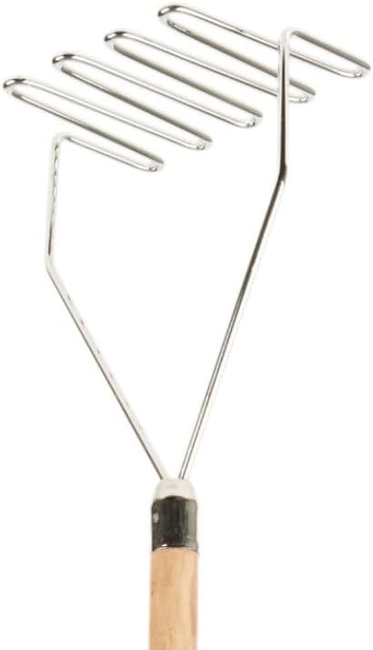 Soro Essentials- 24” Square Potato Masher Chrome Plated with Wooden Handle- Wire Potato Masher Kitchen Tool & Food Masher Perfect for Vegetables Berries Fruits Baby Food Avocado Kitchen Restaurant