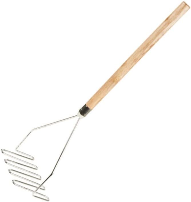 Soro Essentials- 24” Square Potato Masher Chrome Plated with Wooden Handle- Wire Potato Masher Kitchen Tool & Food Masher Perfect for Vegetables Berries Fruits Baby Food Avocado Kitchen Restaurant