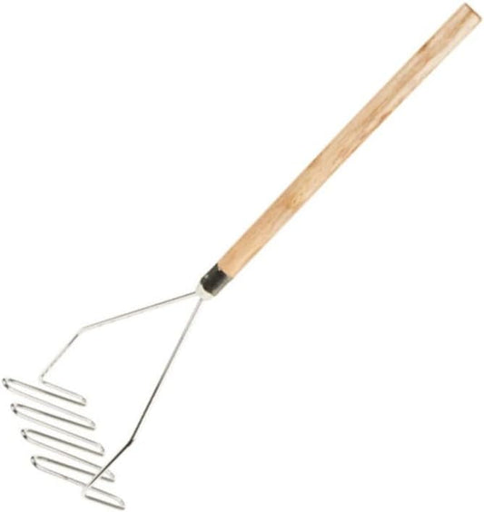 Soro Essentials- 24” Square Potato Masher Chrome Plated with Wooden Handle- Wire Potato Masher Kitchen Tool & Food Masher Perfect for Vegetables Berries Fruits Baby Food Avocado Kitchen Restaurant