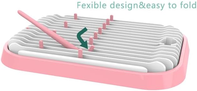 Baby Bottles Drying Rack, Folding Drainer for Feeding Bottles Accessories Dryer Holder(Pink)