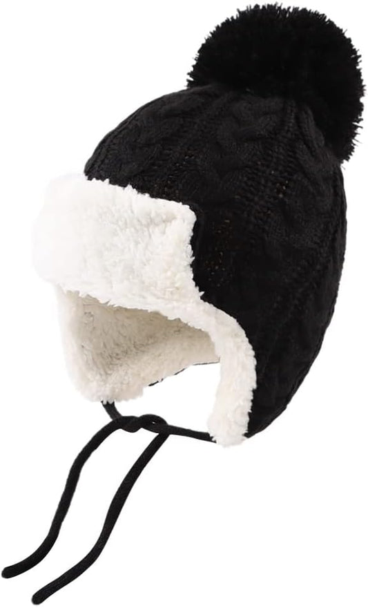Winter Kids Beanie Hat Baby Knitted Hats Fleece Earflap Beanie Windproof Warm Toddler Beanies Boys Girls 0-8 Years