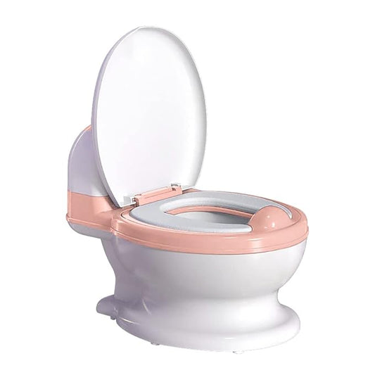 Potty Training Toilet, Realistic Potty Training Seat, Toddler Potty Chair with Soft Seat, Removable Potty Pot, Toilet Tissue Dispenser and Splash Guard, Non-Slip for Toddler& Baby&Kids White, Pink