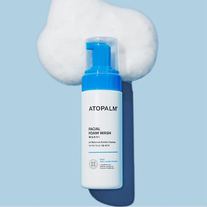ATOPALM Facial Foam Wash, Gentle Baby Wash, Tear-Free, Sulfate-,Paraben-Free, pH Balanced, Hypoallergenic for Sensitive Skin, EWG Green Grade, Foaming Facial Cleanser, 5.07 Fl Oz, 150ml