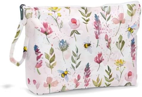 Fokongna Wet Bag, Wet Dry Bag, Makeup Bag, Toiletry Bag, Waterproof Large Capacity Travel Cosmetic Bag, Zipper Pouch for Women, Girls Mo Wife Sister Friends Baby Diaper Bag Bee Wildflower gifts