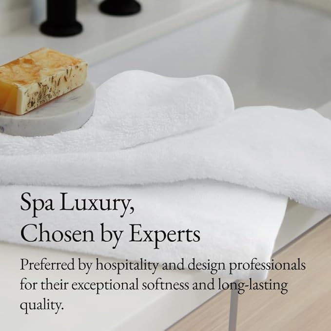 Italic Serene Ultraplush Cotton Bath Towels, 4 Large Towels (2 Sets of 2), White, 800GSM, 100% Cotton, Heavy Duty, Resort Grade Towels (White)