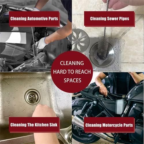 Pipe Cleaning Brush Set Stainless Steel Bristles, Stainless Steel Pipe Brush Steel Bottle Brush 9 Piece Variety Pack for Auto Parts, Bottles, Tubes, Etc.