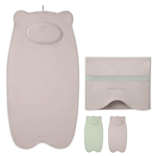 Blissful Diary Vegan Leather Portable Changing Pad, Wipeable, Waterproof Diaper Changing Mat, Newborn Shower Gifts, with Built-in Padding, Taupe