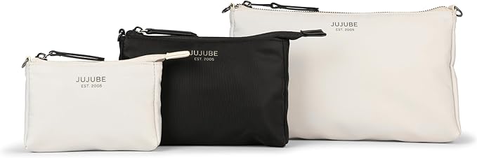 JuJuBe x Witney Carson - New 3-Piece Pouch Set, Diaper Bag Organizing Pouches, Convertible to Small Purse with Crossbody Strap, Perfect for Travel, Zipper Cosmetic Pouch, Cloud, Mother's Day Gift