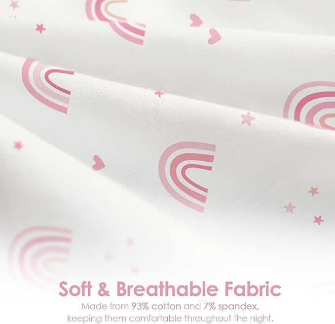 Baby Swaddle 0-2 Months, Cotton Arm-In Zipper Sleep Sack, Wearable Blankets Wrap for Newborn Infant Girls (Bow, Rainbow, Pack of 2)