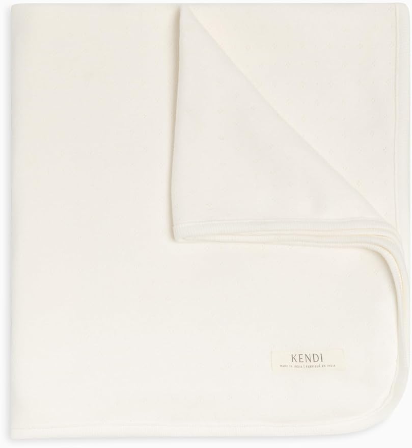 Colored Organics Baby Organic Cotton Swaddle - Infant Receiving Blanket - Coconut Pointelle