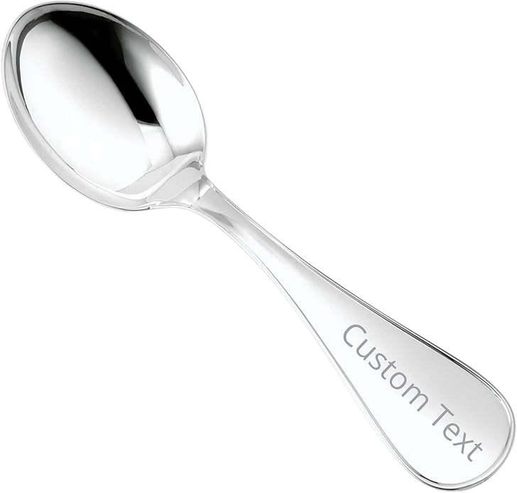 Sterling Silver Baby Spoon Fork Set Personalized Engravable | Complete with Gift Box | Keepsake Gift for Baby | Made in Italy