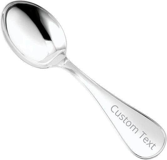 Sterling Silver Baby Spoon Fork Set Personalized Engravable | Complete with Gift Box | Keepsake Gift for Baby | Made in Italy