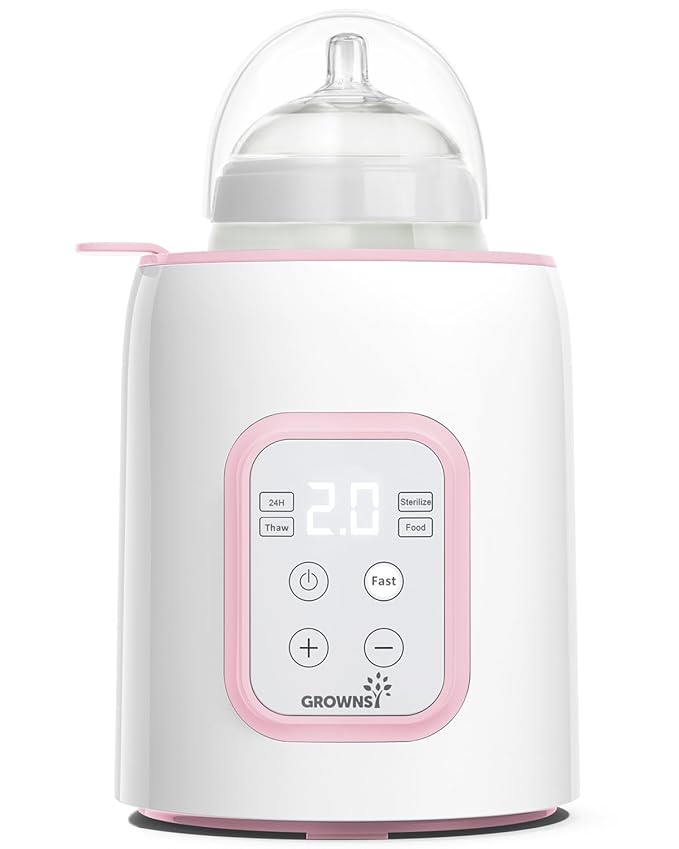 Grownsy Bottle Warmer, Fast Baby Bottle Warmer for All Bottles, Milk Warmer for Breastmilk or Formula, Smart Temperature Control and Automatic Shut-Off- Pink