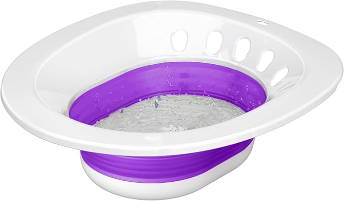 Pochik Sitz Bath for Toilet Seat, Sitz Baths for Hemorrhoids and Postpartum Care, Yoni Steam Seat, Collapsible Basin for Epsom Salt Soak, Sits Bath Kit for Women - Purple